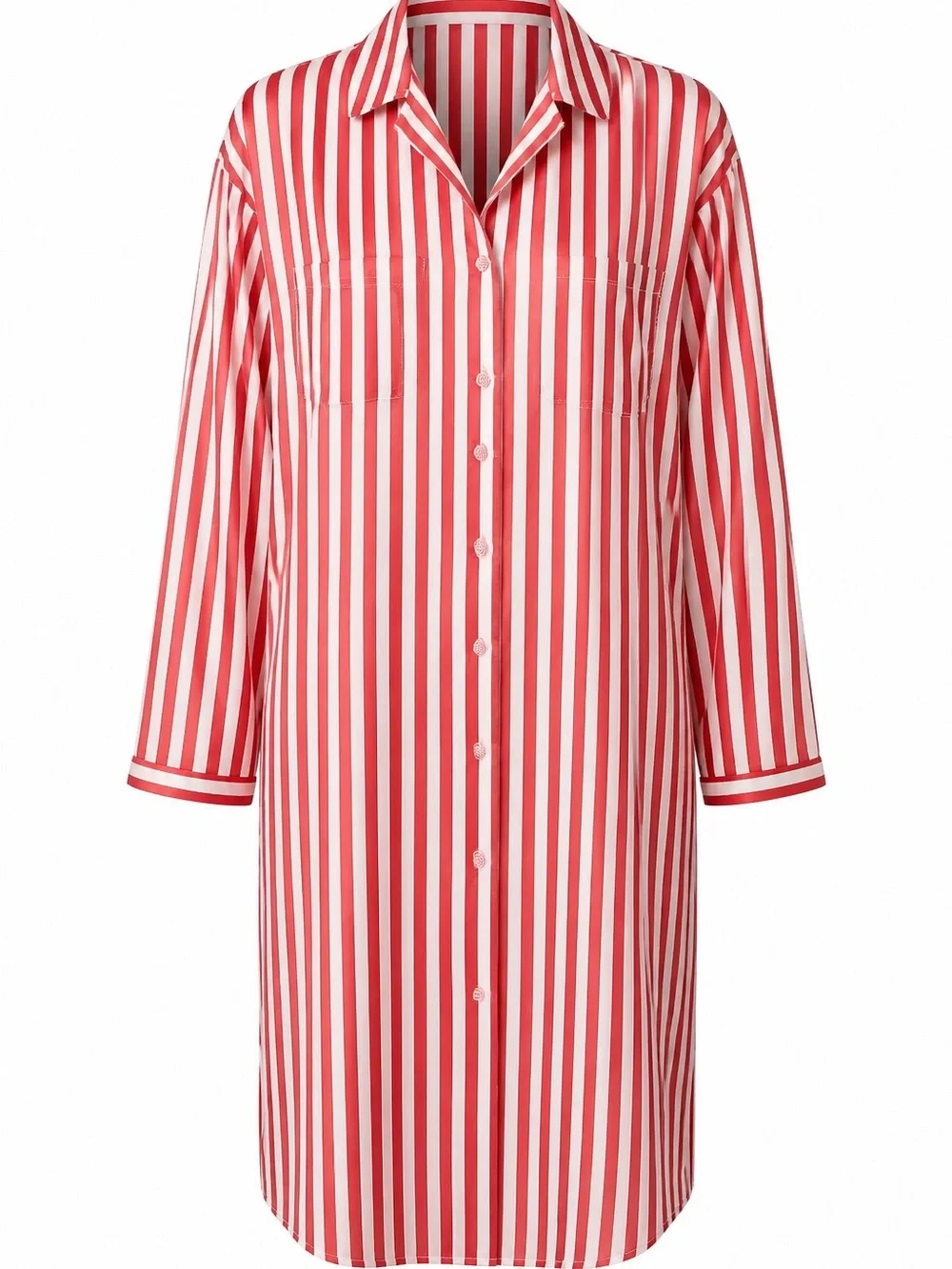 Striped Red & White Button-Front swim cover up